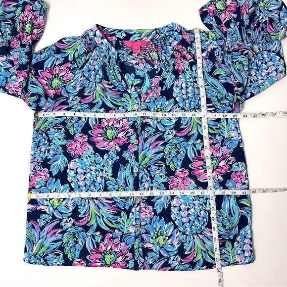 Lilly Pulitzer Women's Dakota Blouse Top In Pineapple Paradise Size S - Picture 9 of 11